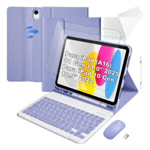 Kit 6 En 1 Funda Teclado iPad A16 11 Y 10 Mica Protector Esp