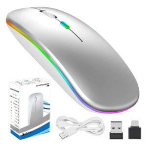 Mouse Inalámbrico Recargable Con Dpi Ajustable Plata 2.4g Plata