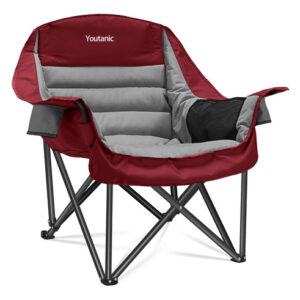 Silla De Camping Plegable Ergonómica Con Portavasos Y Bolsa Rojo