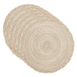 Manteles Individuales Redondos Trenzados Set De 6 Beige 38cm
