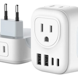 Adaptador De Enchufe Europeo 2 Tipo C Y 2 Usb 250v Blanco
