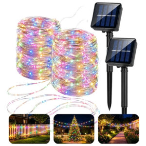 Luces Solares Jardín 12m 100 Led 8 Modos Impermeables Multic