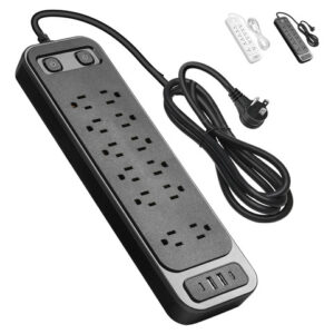 Regleta Multicontacto 12 Tomas 4 Puertos Usb 1,8 M Negra Negro 1