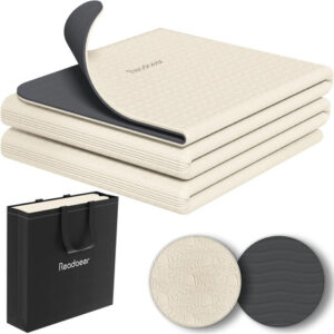 Esterilla De Yoga Plegable 6mm Con Bolsa Antideslizante Tpe Beige Y Gris ( Beige & Gray )
