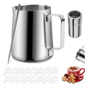 Jarra Espumadora De Leche Acero Inoxidable 350ml Con Accesor Plata