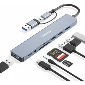 Adaptador Usb C 8 En 1 Multipuerto Lector Sd Audio 3.5 Mm Color