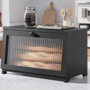 Caja De Pan De Madera Negra Para Cocina 17 Litros 1 Nivel