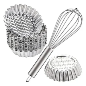 Kit De 24 Moldes De Tarta De Huevo Acero Inoxidable Y Batido