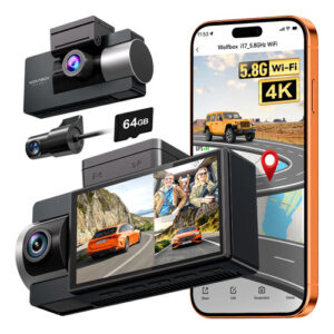 Cámara Para Coche 3 Canales 4k Wifi Gps 170 Con Pantalla 7 C
