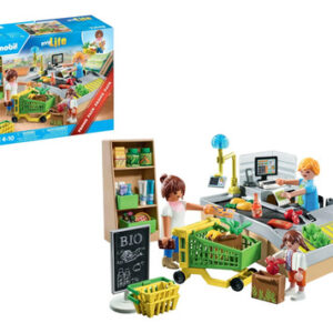 Set De Juego Supermercado Ecológico Con Accesorios Y Figuras