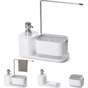 Dispensador De Jabón 4 En 1 Para Cocina Con Soporte Blanco Blanco-a01