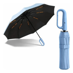 Paraguas Plegable Automático Resistente Al Viento Y Lluvia Azul Claro