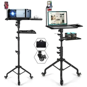 Soporte Trípode Para Proyector Y Laptop Ajustable Con Ruedas Negro