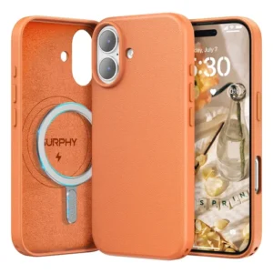 Funda De Piel Sintética Naranja Para iPhone 17 Magsafe 6,3 Naranja Nombre Del Diseño