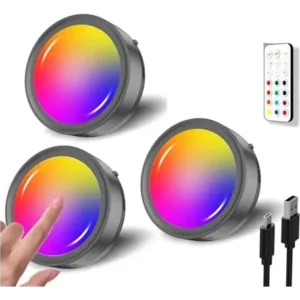 Luz De Gabinete Led Con Control Remoto Negro 3 Pack