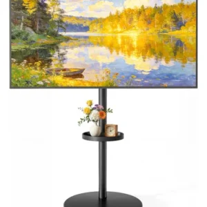 Soporte De Tv Con Ruedas Hasta 65 Pulgadas Altura Ajustable Negro