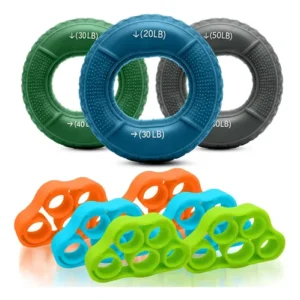 Fortalecedor De Mano 9 Piezas Silicona 6 Niveles Resistencia Verde Oscuro, Gris