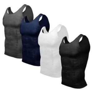 Camiseta Compresión Sin Mangas Hombre Faja Reductora Negro Negro+blanco+azul+gris M