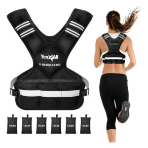 Chaleco Con Peso Ajustable 5 A 15 Kg Con Tira Reflectante Negro