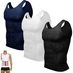 Camiseta De Compresión Para Hombre Reductora Y Moldeadora Negro+gris+blanco+azul Positivo