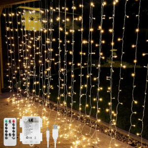 Cortina De Luces Led 3x3 M Con Control Remoto Y Pilas