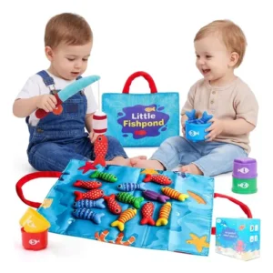 Juguetes Montessori 22 Piezas Pesca Velcro Alfombra Marina Multicolor