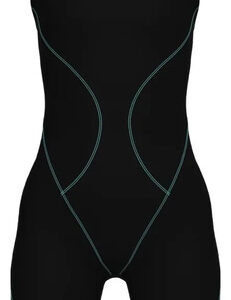 Traje De Baño Kneeskin Para Niñas Negro Y Verde Azulado Negro, Verde Azulado Estándar