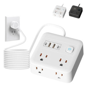 Regleta Multicontacto 8 En 1 Con Supresor Y 4 Usb Blanca Blanco